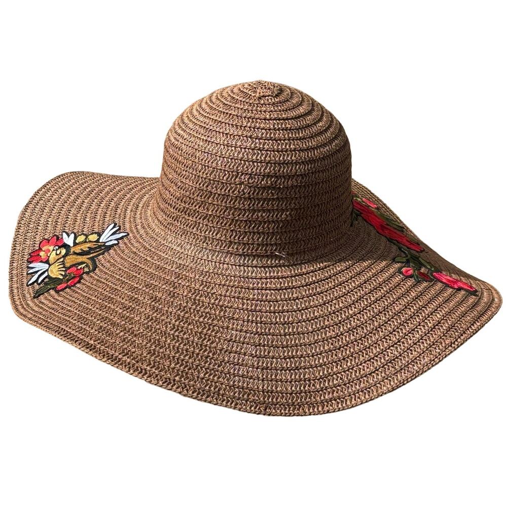 Brown Floral Sun Hat
